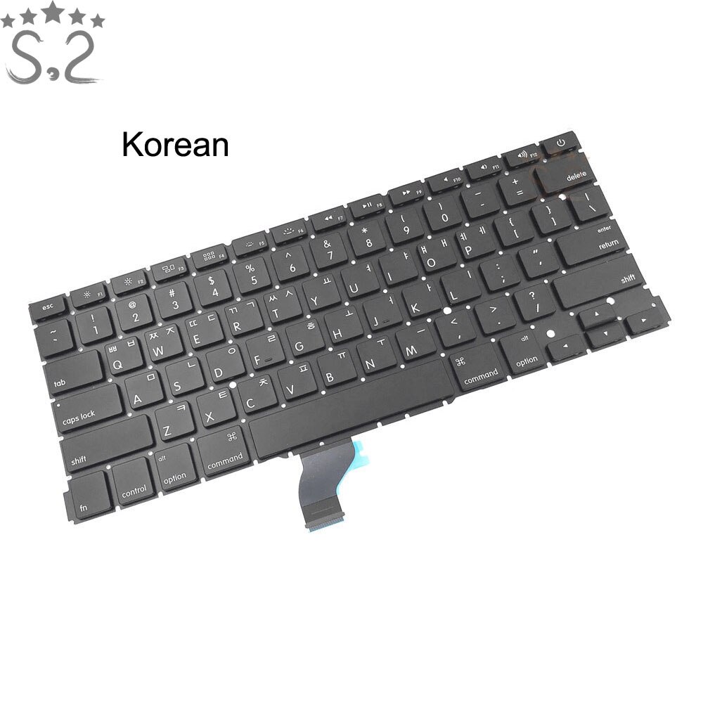 Keyboards For Macbook Pro Retina 13" A1502 Keyboard Replacement French/German/Italian/Koran/Russian/Spanish/UK/US/Arabic/Turkish: Korean