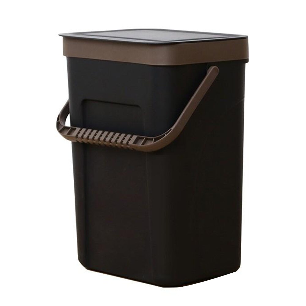 Trash Can Kitchen Wall Mounted Garbage Bin Recycle Compost Bin Bathroom Dustbin L9 #2: Brown