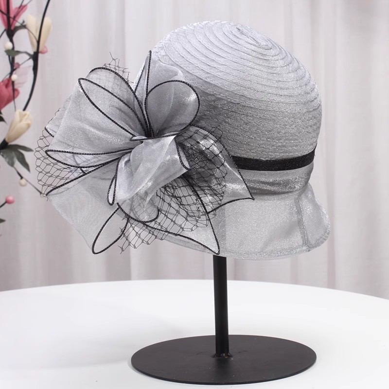 Kvinders hatte med sløjfe, bred skygge, kentucky derby fedora, sommersolhat til kvinder: Hvid