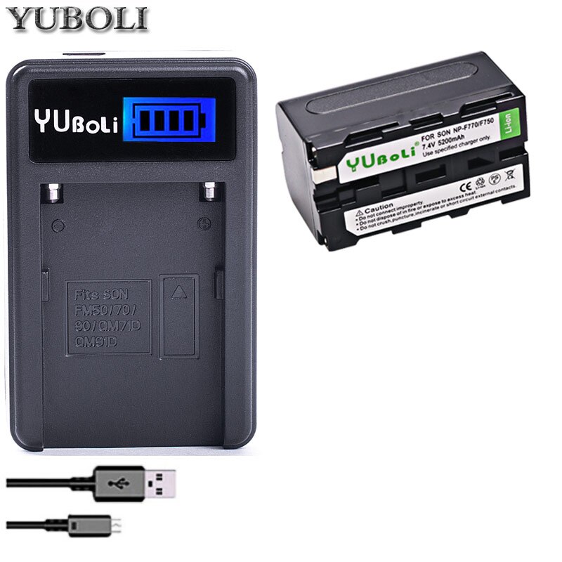 2pc 7.4V 5200mAH NP-F750 NP-F770 NP F750 NP F770 Li-ion Battery for Sony ccd-tr917 ccd-tr940 ccd-trv101 ccd-trv215 ccd-trv25: charger and 1battery