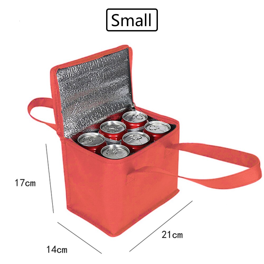 Bärbara värmeisolerade kylväskor stor utomhus camping lunch bento box resor bbq måltid dryck zip pack picknick tillbehör: Röd liten