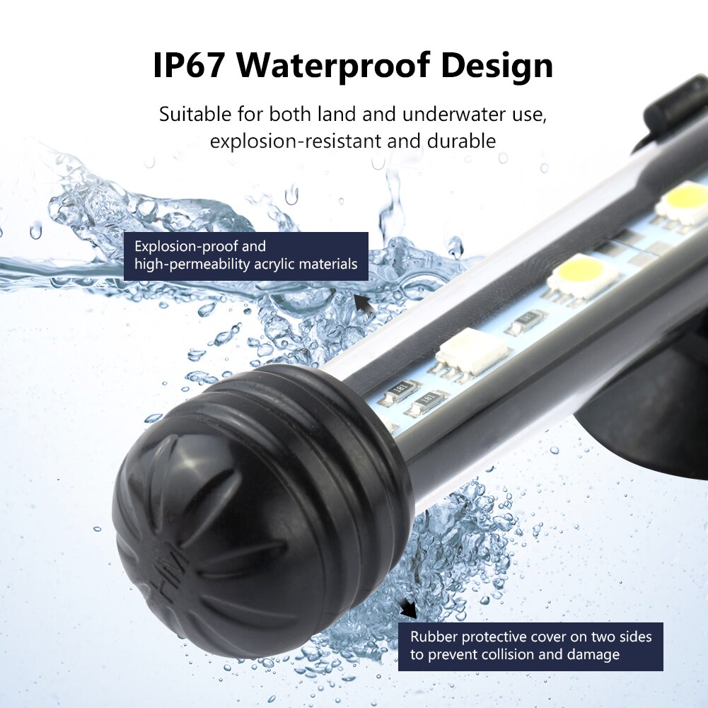 Waterproof LED Aquarium Lights Fish Tank Light Bar Blue/White 19/28/38/48CM Submersible Underwater Clip Lamp Aquatic Decor EU