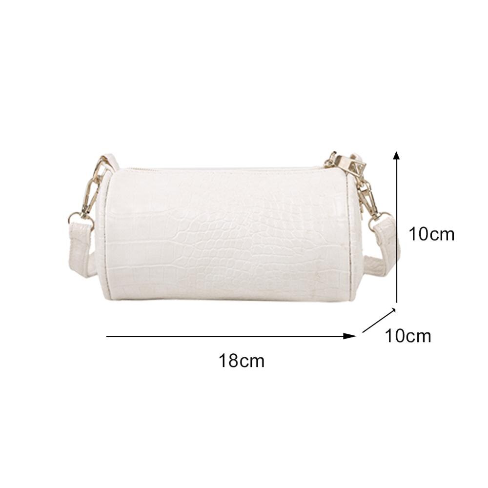 Bolso cruzado con forma de cilindro a la para mujer, Mini bolsa de hombro con cadena, de piel de cocodrilo, informal,