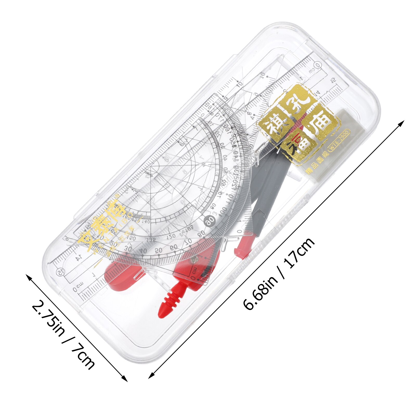 1 Set Carton Compass Ruler Tool Geometry Drawing Tool Engineering Drawing Ruler (Random Color)