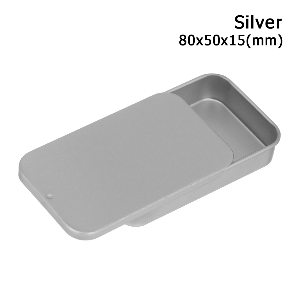 Tinplate Box Slide Lid Push Pull Box Drawer Balm Box Pet Food Portable Box Mini Aromatherapy Jar Candy Small Iron Box Box: WHITE