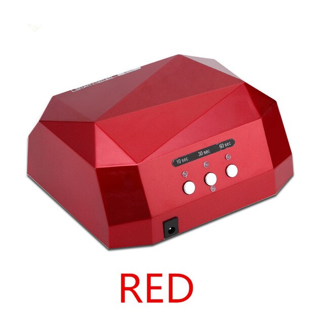 36w dobbelt lys ccfl uv led lampe negletørrer diamantformet neglelampe til tørring af neglegel negle manicure maskine: Rød