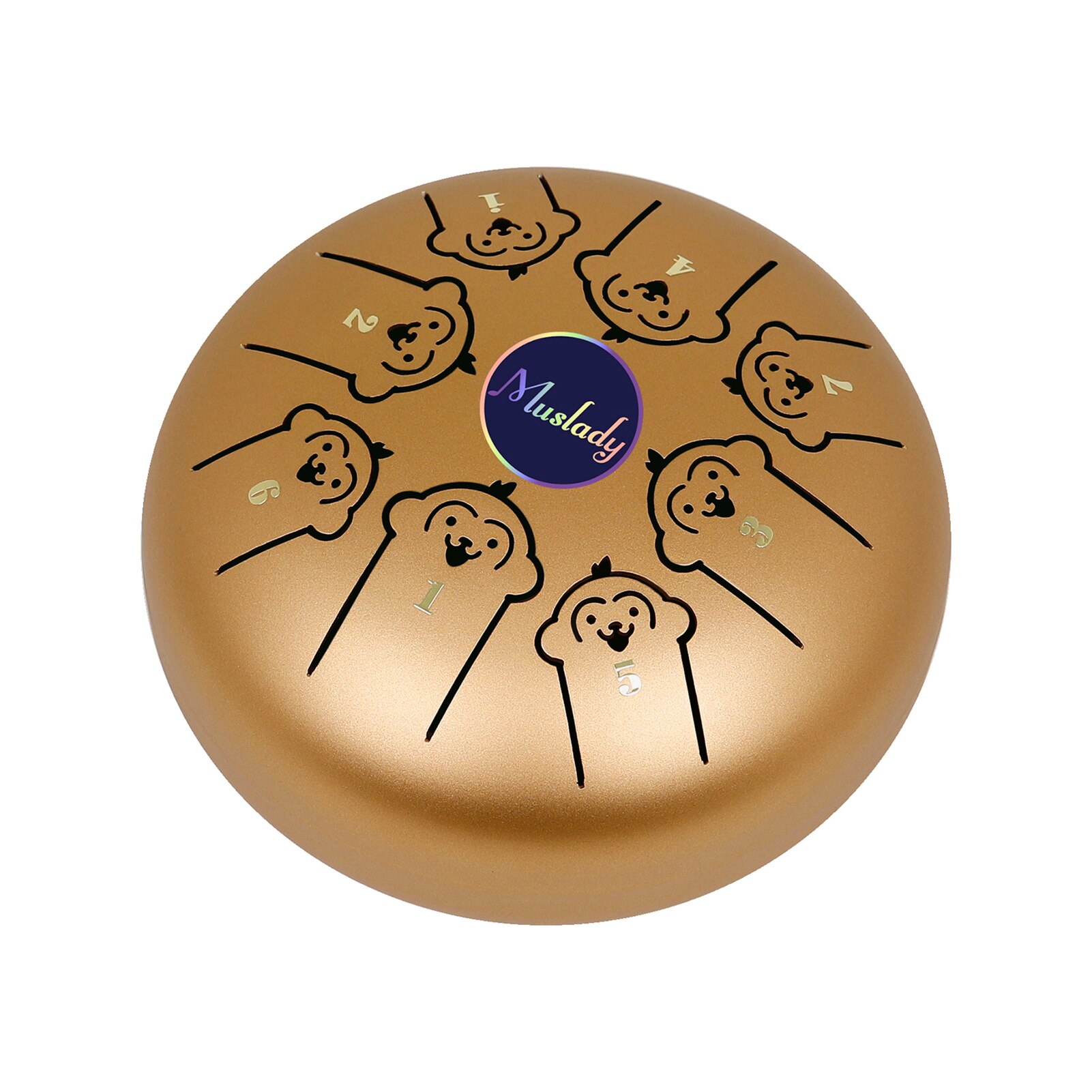 Muslady 5.5 Inches Mini Steel Tongue Drum 8 Notes C Key Handpan Drum Chinese Zodiac Patterned Tank Drum Percussion Instruments: Gold