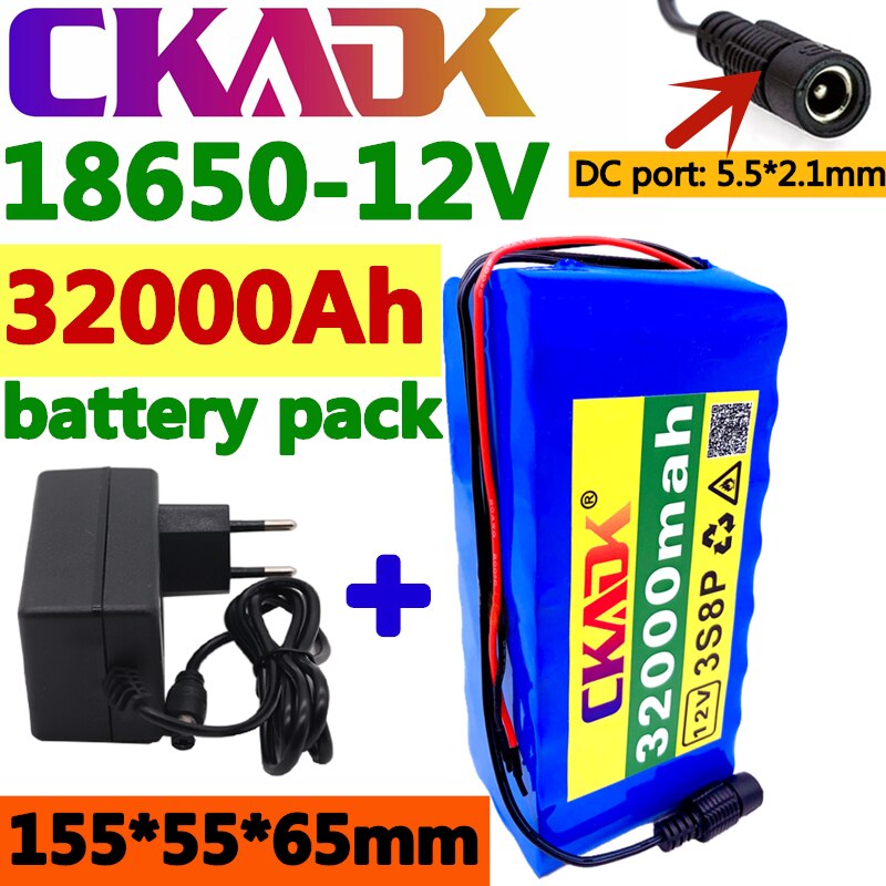 100% 18650 12V 32000 mAh Battery pack 18650 lithium battery protection board 12v 32000mAh for inverter miner+Charger