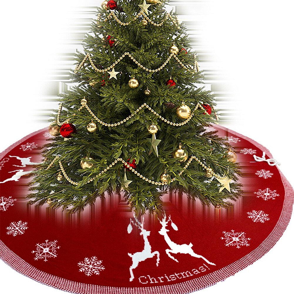 95/100Cm Creatieve Kerstboom Rok Versiering Herten Partern Knit Tapijt Voor Thuis Feestartikelen Props Decoratie