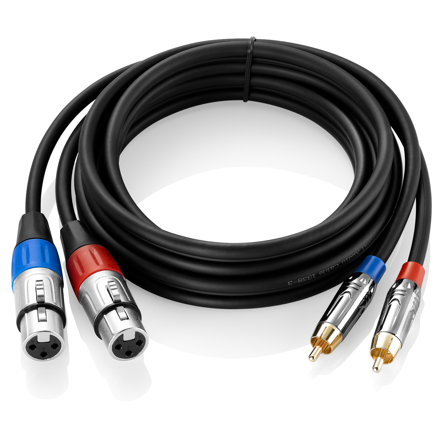 Bochara 2RCA Male to Dual XLR Female OFC AUX Audio Cable Shielded For Amplifier Mixer Speakers