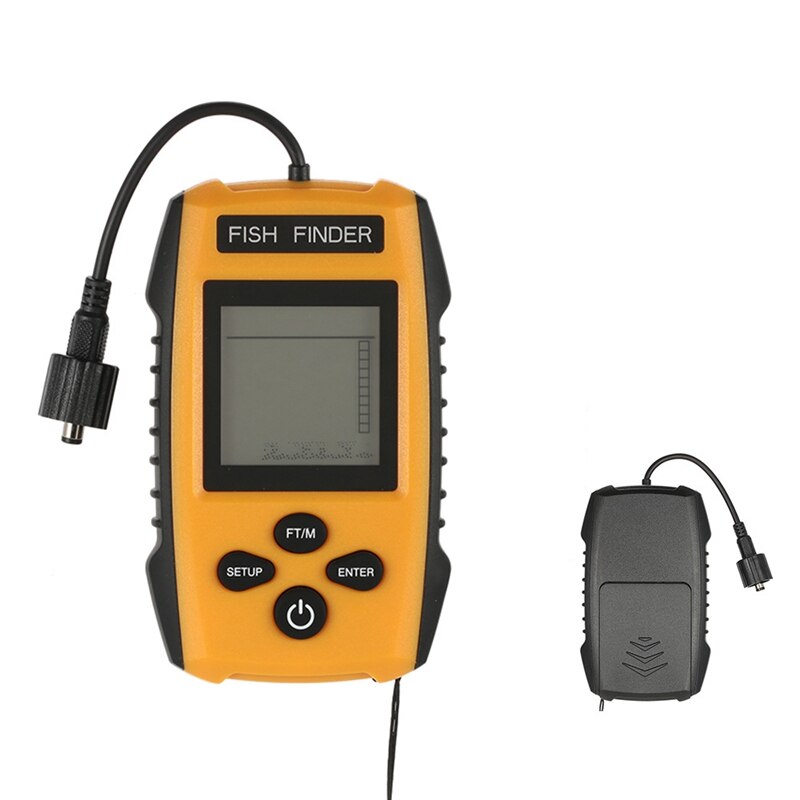 AD-Portable Sonar Fish Finder Fishing Kayak Fishfinder Fish Depth Finder Echo Sounder Fishing Gear with LCD Display