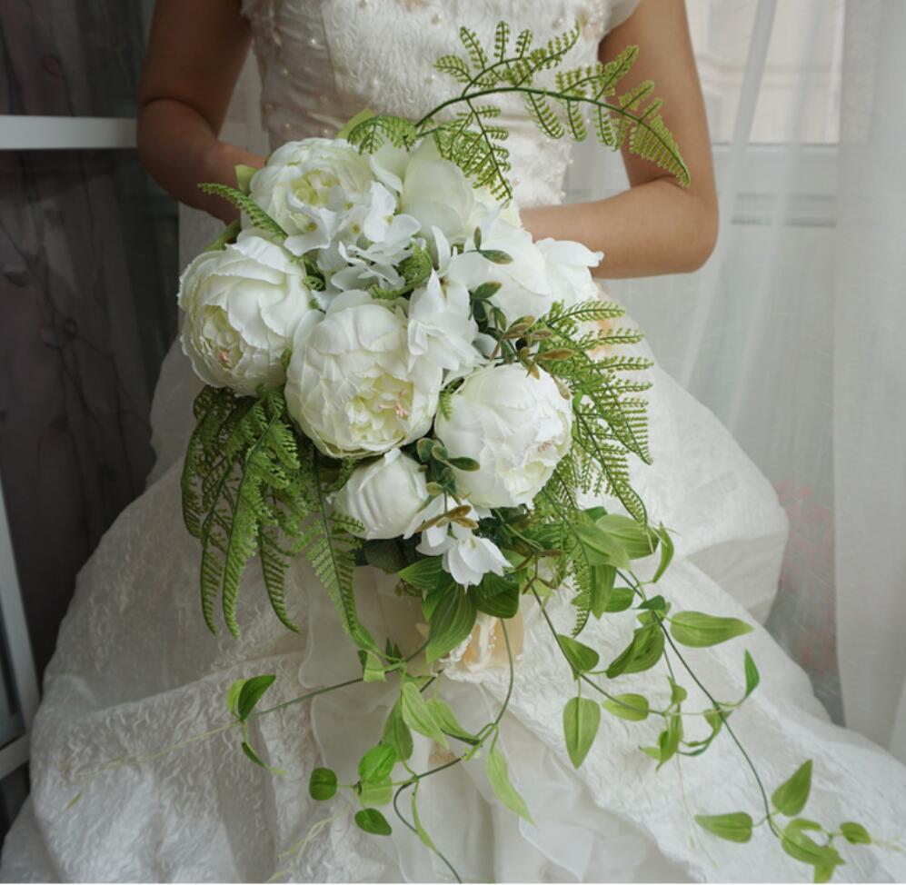 Bruidsboeketten Kunstmatige Bruid Bloemen Bruiloft Wit Waterdruppels Waterval Bruiloft Bloemen Bruidsboeketten S87