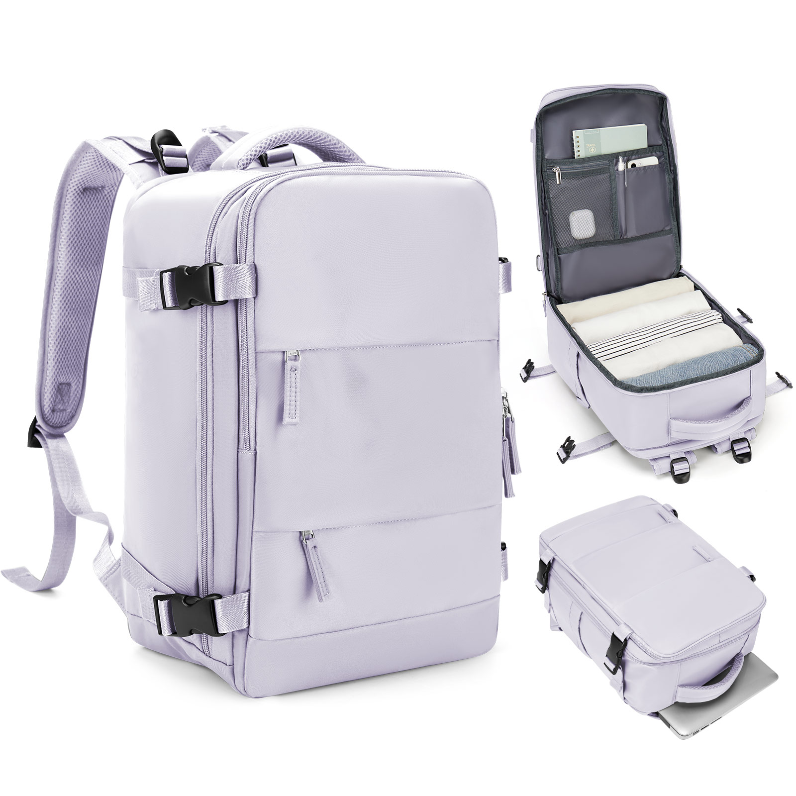 Borsa da cabina 40:*25:*20, zaino da viaggio ad alta capacità approvato dalla compagnia aerea, borsa per laptop da lavoro impermeabile appositamente progettata per uomo: Viola