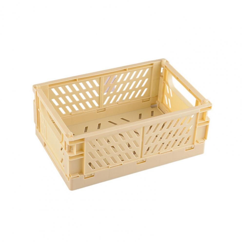 Storage Crate Stackable Large Capacity Multifunctional Foldable Kitchen Warehouse Basket: Yellow S