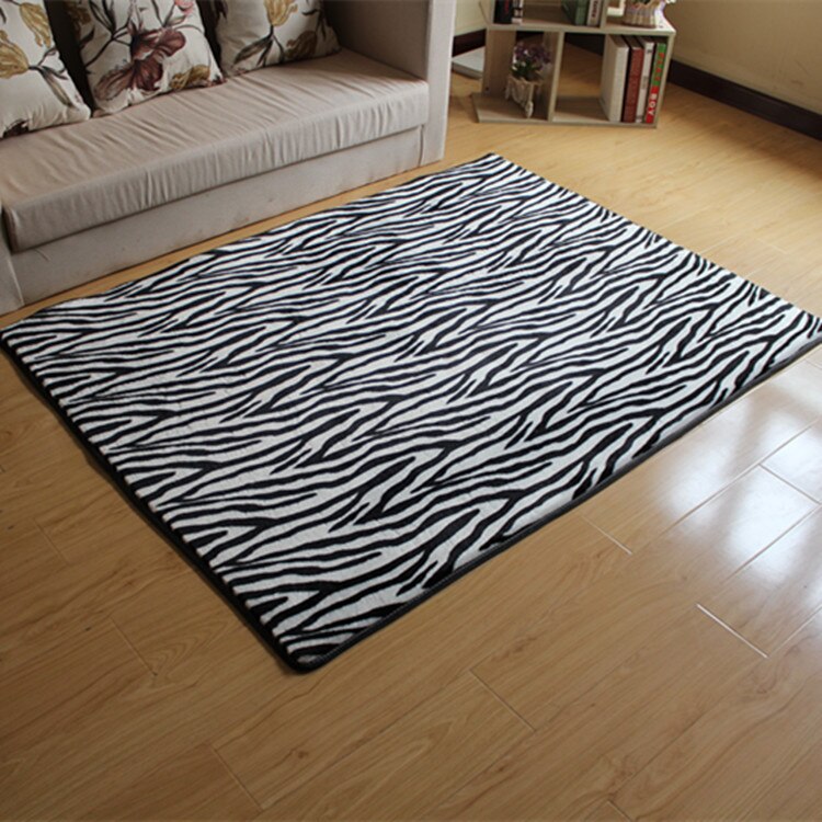 Stor storlek ko zebra tryckt lurvig matta för vardagsrum golvmattor fluffiga mattor barnrum fuskpäls område matta: Färg 3 / 120 x 160cm