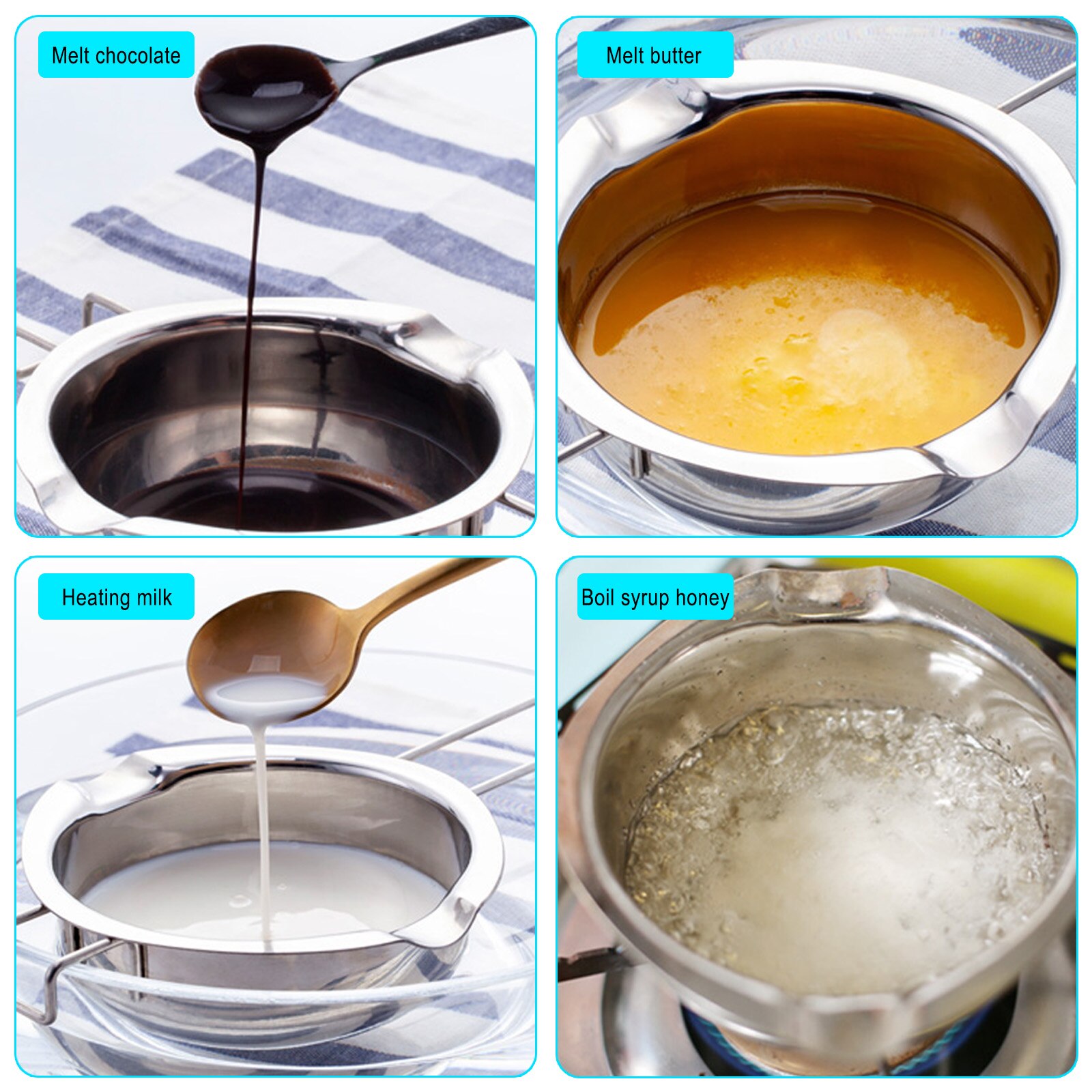 Long Handle Wax Melting Stainless Steel Pot DIY Scented Candle Soap Chocolate Butter Handmade Soap Tool Non-stick Easy Cleaning