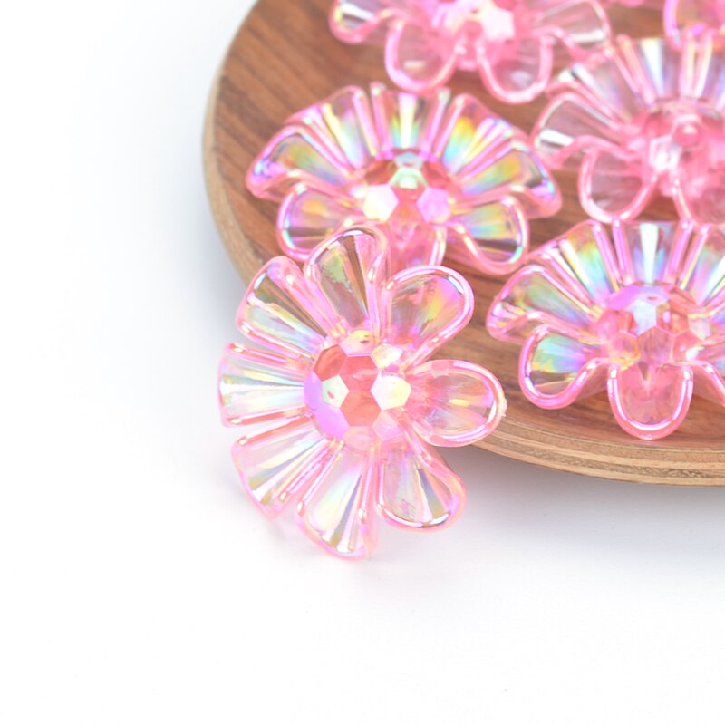 25Pcs Bloemblaadje Bloem Abs Acryl Strass Voor Kristal Cabochons Voor Sieraden Maken Decoratie Diy Haarspeld Accessoires: Pink