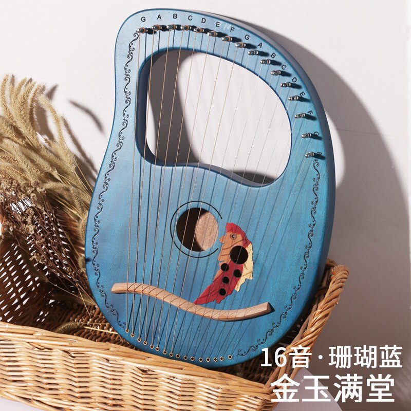 16-string Lyre Harp 16 Strings Piano Harp Wooden Mahogany Musical Instrument Lyre Harp With Tuning Wrench Spare Strings