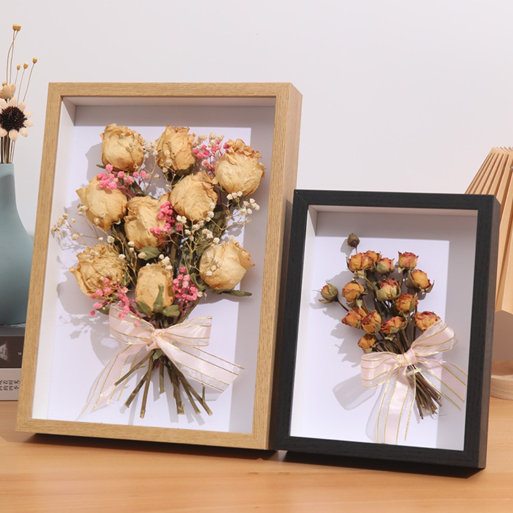 3/5 cm tiefer, transparenter Schattenkastenrahmen, Blumenstrauß-Display, Blumenkoffer, tief für Bastelarbeiten, 3D-Bild, Erinnerungsstücke, Memory, Holztischplatte