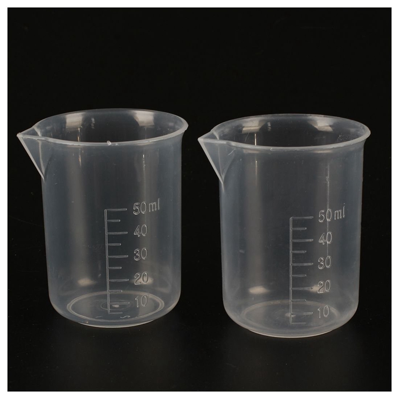 Plastic Capacity Measuring Cup Beaker Laboratory Set 50ml 10 Pcs Clear