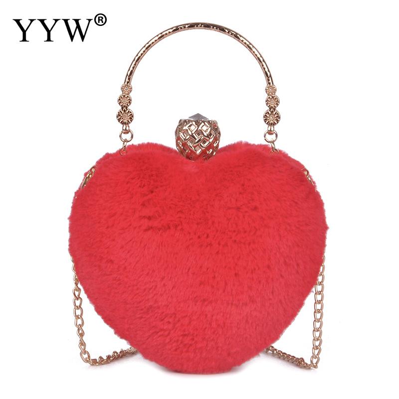 Rood Hart Bruiloft Clutch Voor Vrouwen Hart Vorm Bruid Mini Handtas Clutch Purse Schoudertas Avond Tote Chain Purse Party prom