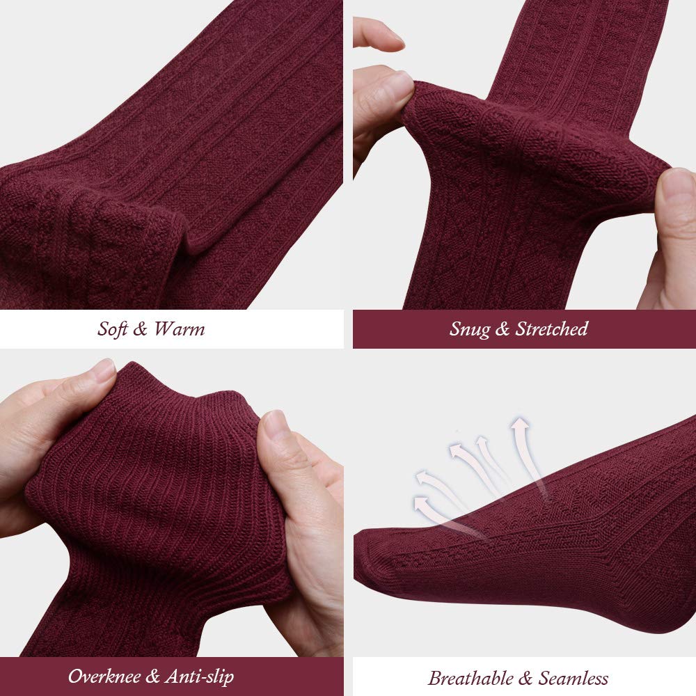 Oberschenkel Hoch Über Knie Socken für Frauen Mädchen, Winter-draussen Sport warm Häkeln Lange Socken Bein Wärmer Gamaschen