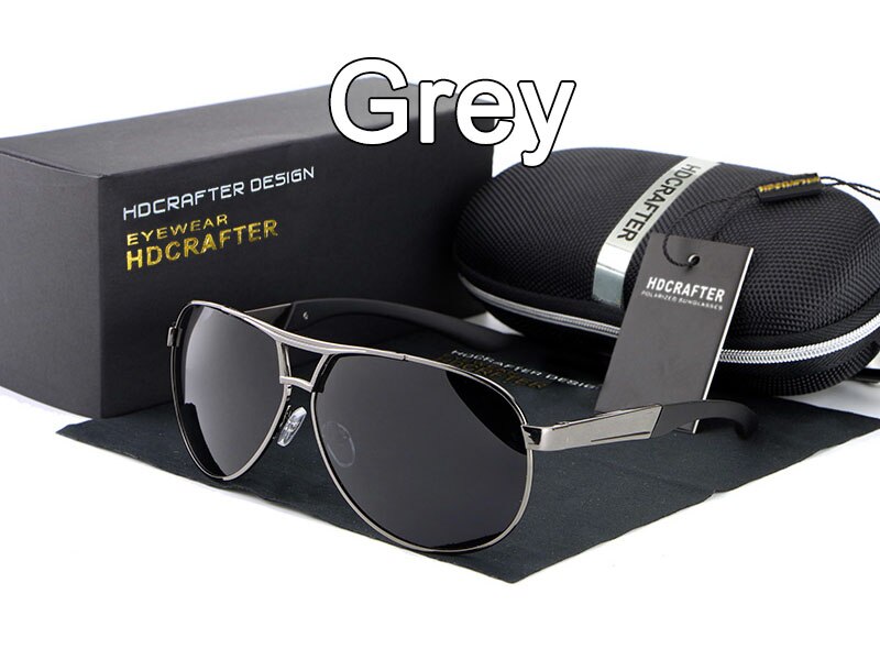 HDCRAFTER Sunglasses Men Polarized Polarized Mirror Lens Eyewear Sun Glasses for Men Brand Driving oculos de sol: Grey