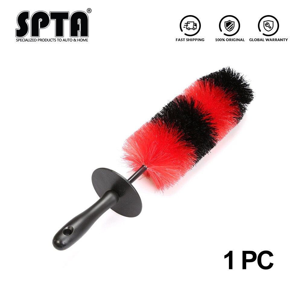 SPTA 18" Wheel Brush Flexible Rim Cleaner Rocket Shape Red and Black Car Cleaning Products Wash Tools for Auto Wheel Cleaning: 1 Pc Short Brush