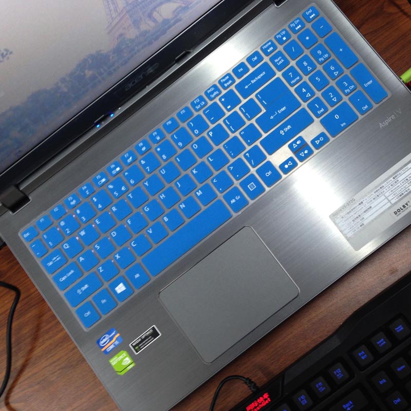 Funda de silicona para Acer Aspire V5-572G, V5-572, V5-573G, V15, V5, 572G, Vn7-591G, V5-571Pg, 15 pulgadas, para portátil y teclado: blue