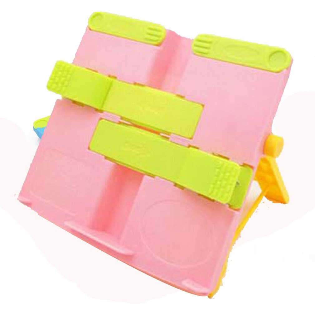 Foldable Book Stand Holder Portable Bookstand with Page Paper Clips for Student Children Reading Support Bookends: pink