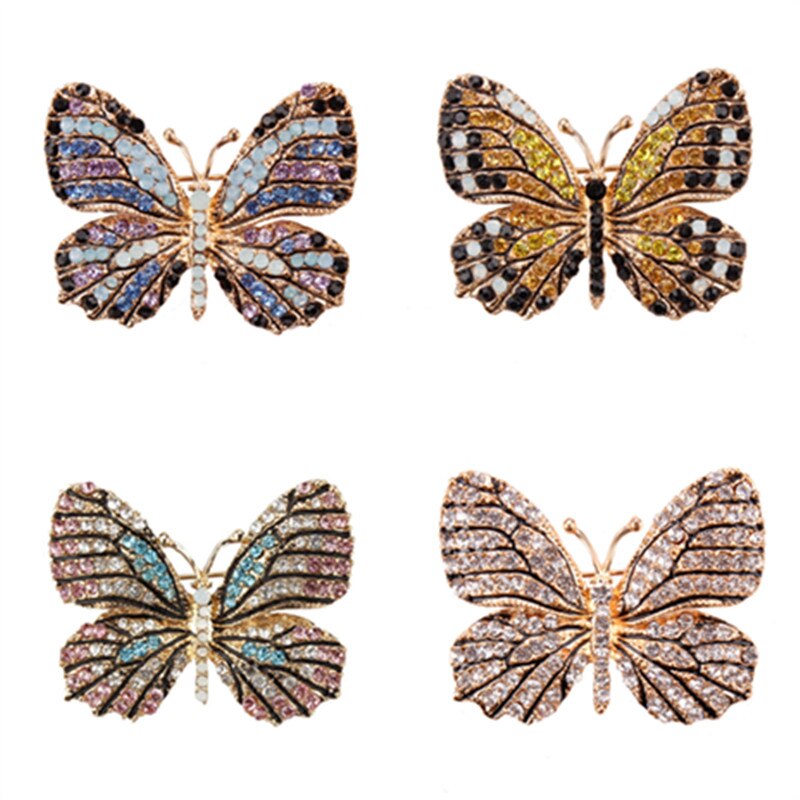Broche papillon en cristal coloré pour femmes, strass, épingles pour Hijab, de noël bijoux à bricoler soi-même
