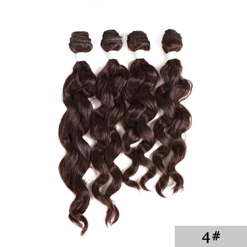 Body Wave 4 Bundels Synthetisch Haar Weave Pruik Zwart Bruin Kleur Haar Weven Uitbreiding Soku Hittebestendige Haar Weave Bundels: 4
