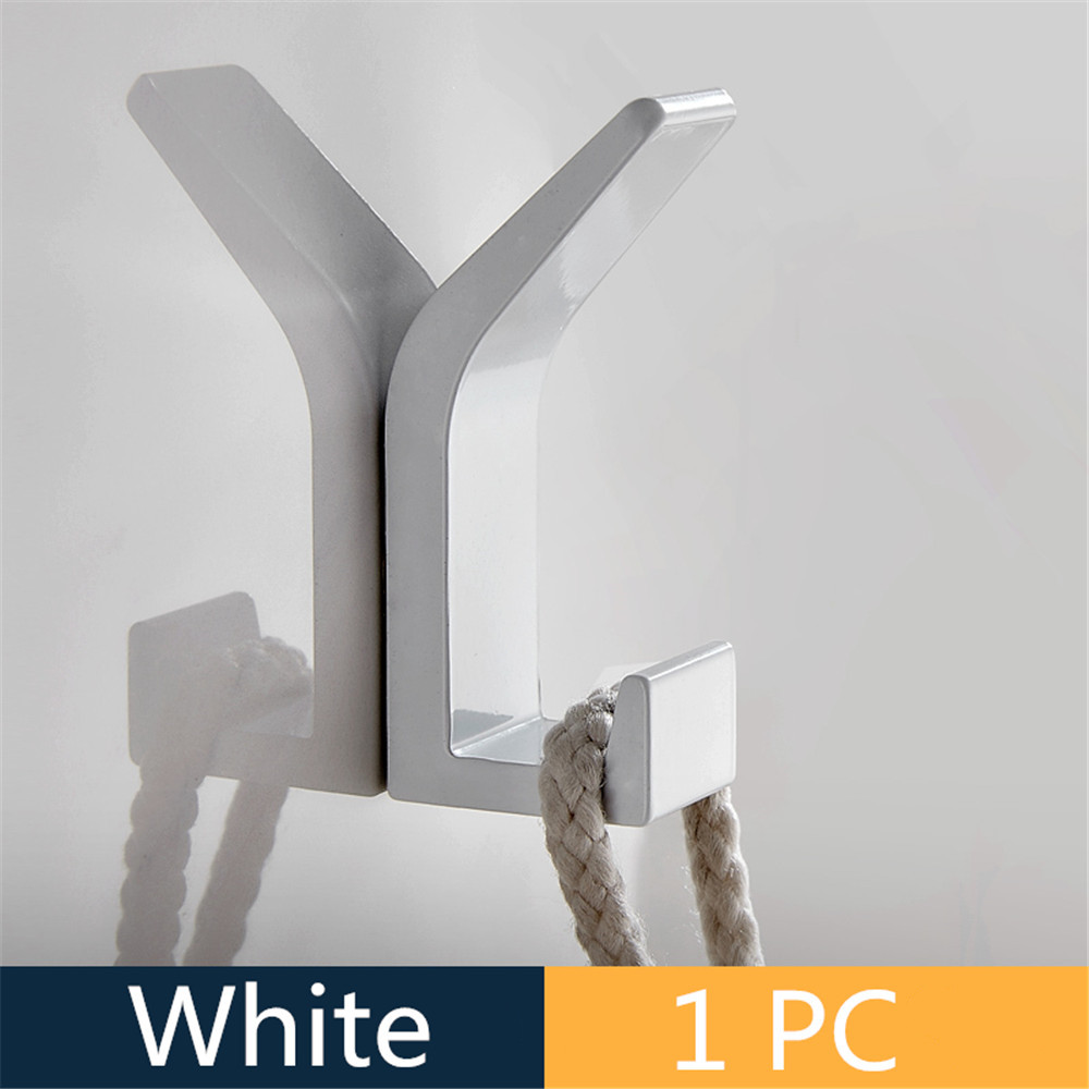 Bathroom Towel Rack Aluminum Robe Coat Hook Row Hooks Keys Bags Holder Sundries Hanger Bathroom Accessories: White 1 Hook
