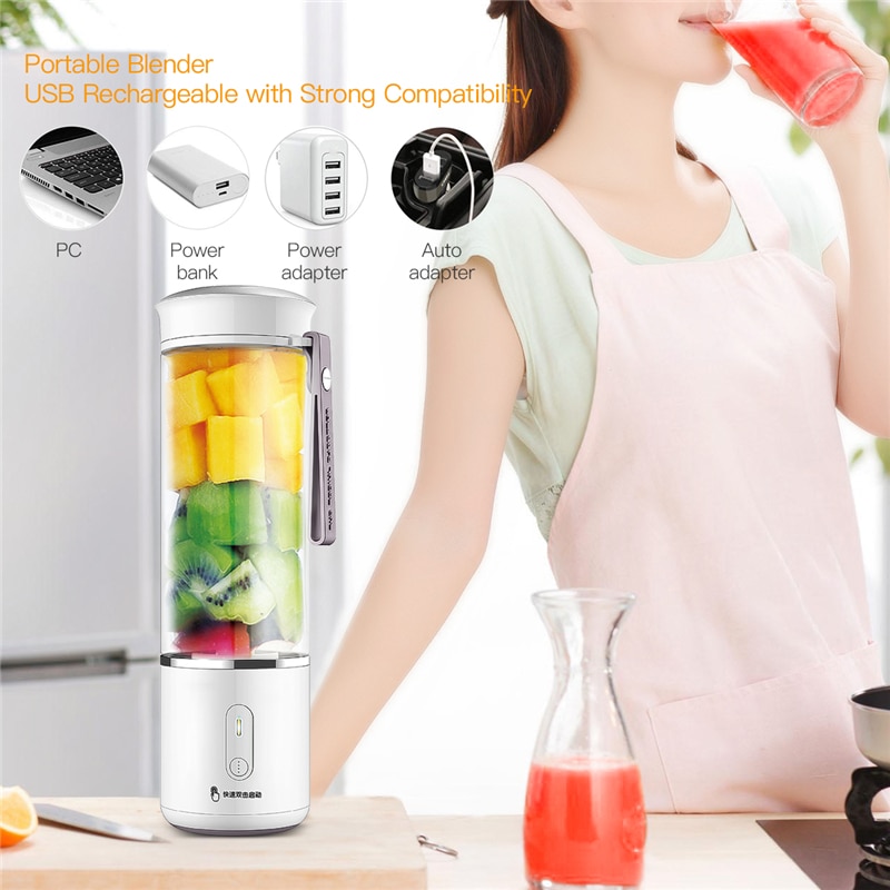 500ML Electric Blender Food Processor Stainless Steel Blades Mixer Juicer Blender USB Rechargeable Juice Maker Machine Blender