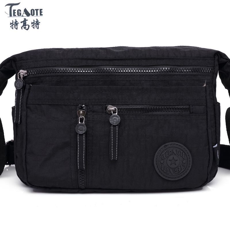 TEGAOTE Small Bags Women Messenger Shoulder Bag Crossbody Beach Bag Girl Solid Nylon Waterproof Bolsa Multi-pocket: 10