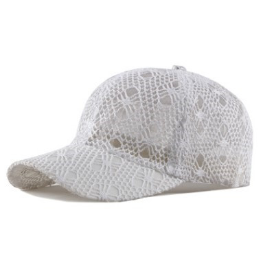 Xdanqinx Verstelbare Size Vrouwen Hollow Ademend Baseball Caps Mesh Cap Zomer Ventilatie Kant Vrouwelijke Hoed Merken Cap: white