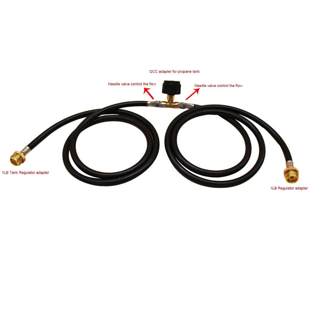 estilo 5 pies 2 vías Y divisor CGA tanque propano convertidor adaptador manguera para QCC1/Type1 20lbs tanque de Gas para parrilla para camping Stov