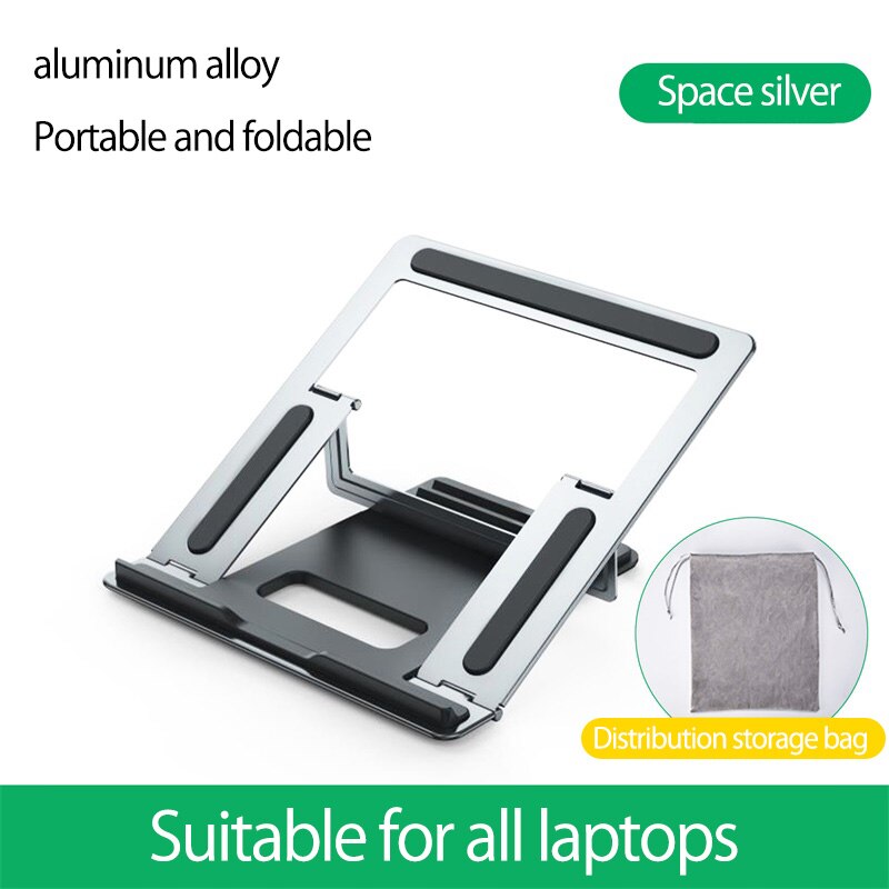 Support pour ordinateur portable pliable en aluminium réglable à 4 vitesses support pour ordinateur portable de bureau support pour ordinateur portable de 7-15 pouces Macbook Pro Air: T8 Silver
