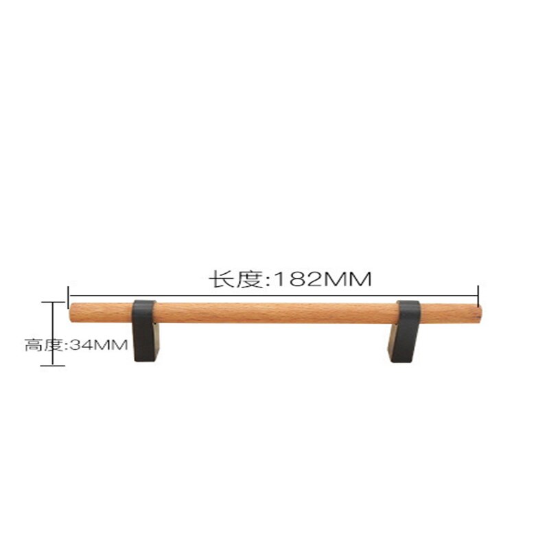 Simple Solid Wood Drawer Handle European Style Anti-collision Hardware Cabinet Door Wardrobe Door Handle: spacing 128mmblack