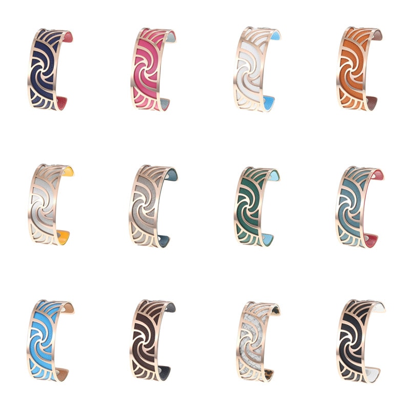 Cremo roségouden manchet bangle bijoux acier inoxydable femme manchette armband omkeerbare lederen band sieraden