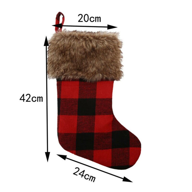 Check Buffalo Plaid Kerstsok Bag Holder Xmas Boom Ornamenten Decor