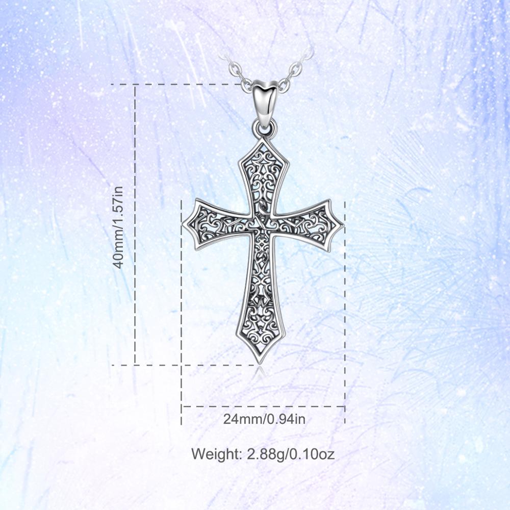 EUDORA Unique 925 Sterling Silver Celtics Knot Cross Pendant Necklace Women Man Jewelry Cross Cheilteach Collier D440