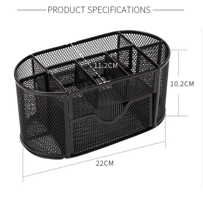 Metal Mesh Desk Organizer Desktop Office Organizer Storage Holder Desktop Pencil Pen Sundries Badge Box Stationery Supplies