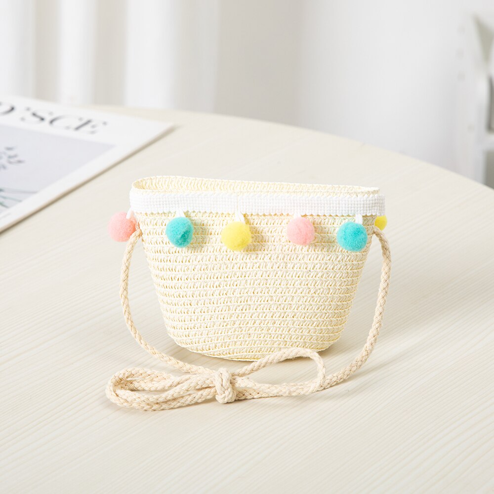 Handgemachte Sommer Kinder Mädchen Schulter Tasche Daisy Blume Stroh Umhängetasche Kinder Schlüssel Geldbörse Nette Prinzessin Mini Handtasche: Style 1