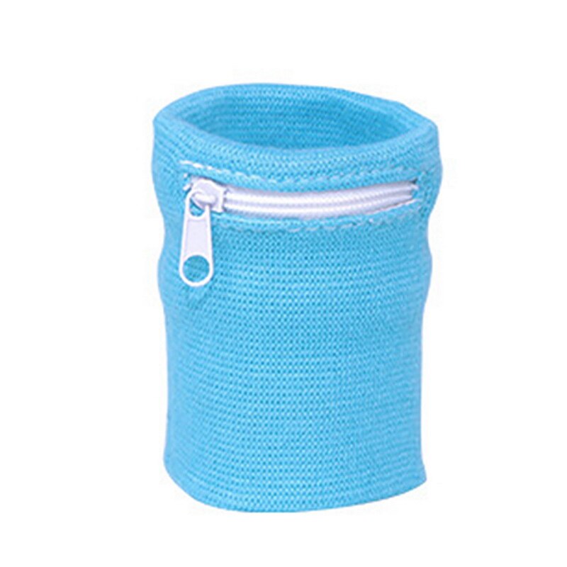 Reise SchweißBand Lauf Handgelenk Brieftasche Schlüssel Sport Armbinde mit Reißverschluss Tasche: Himmel Blau