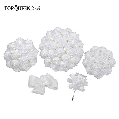 Topqueen F3-WT Bruiloft Decoratie Boeket Bruiden Boeket Bruiloft Bloemen Bruid Bloem Bruiloft Boeket Wit Coctailkleding: one set