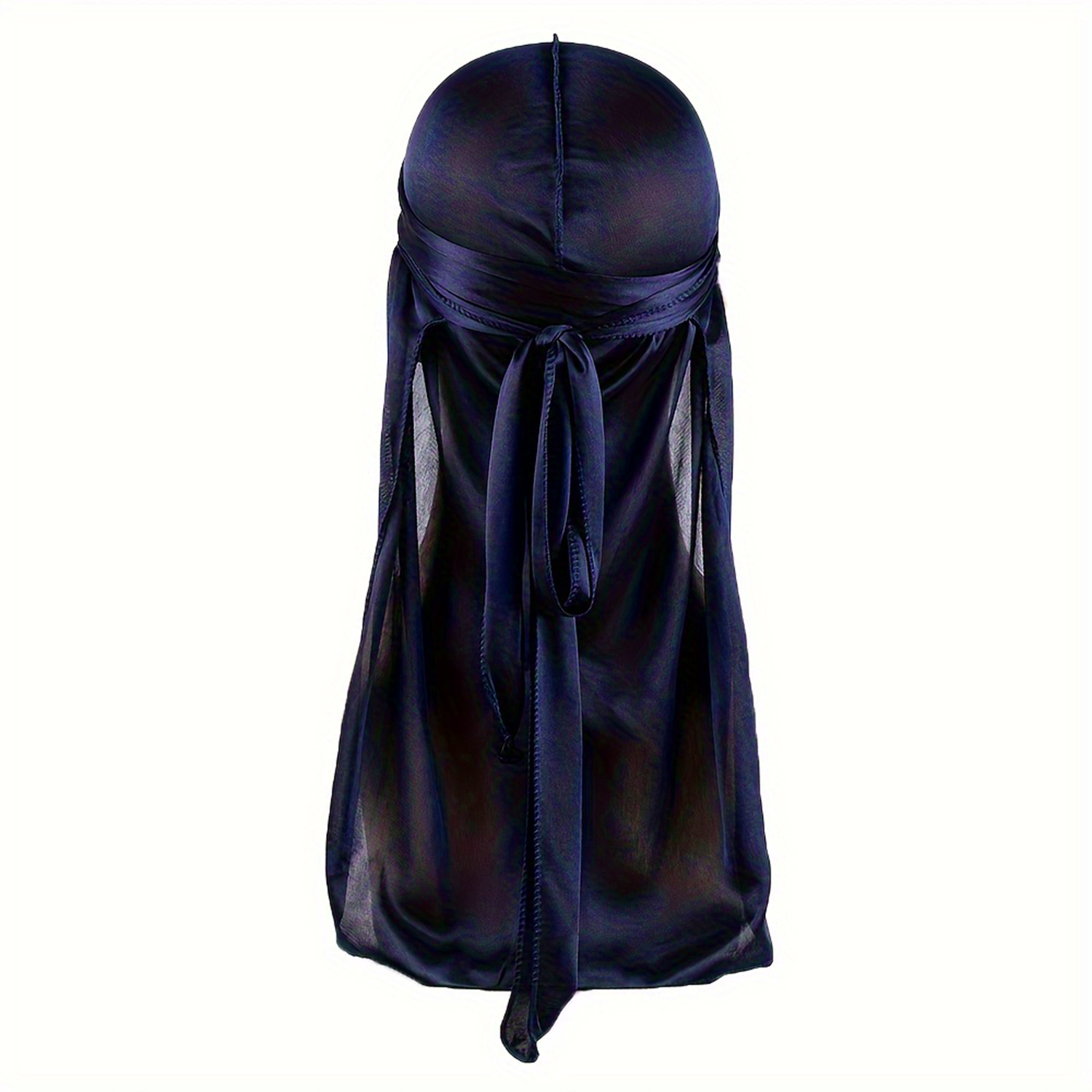 Gorro Durag de seda para hombre, Bandana sedosa Du Rag Doo Rag, gorro con ondas de cola larga: Azul marino
