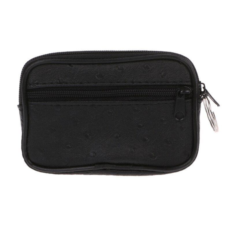 Soft Men Women Card Coin Key Holder Zip Change Pouch Wallet Pouch Bag Purse: black