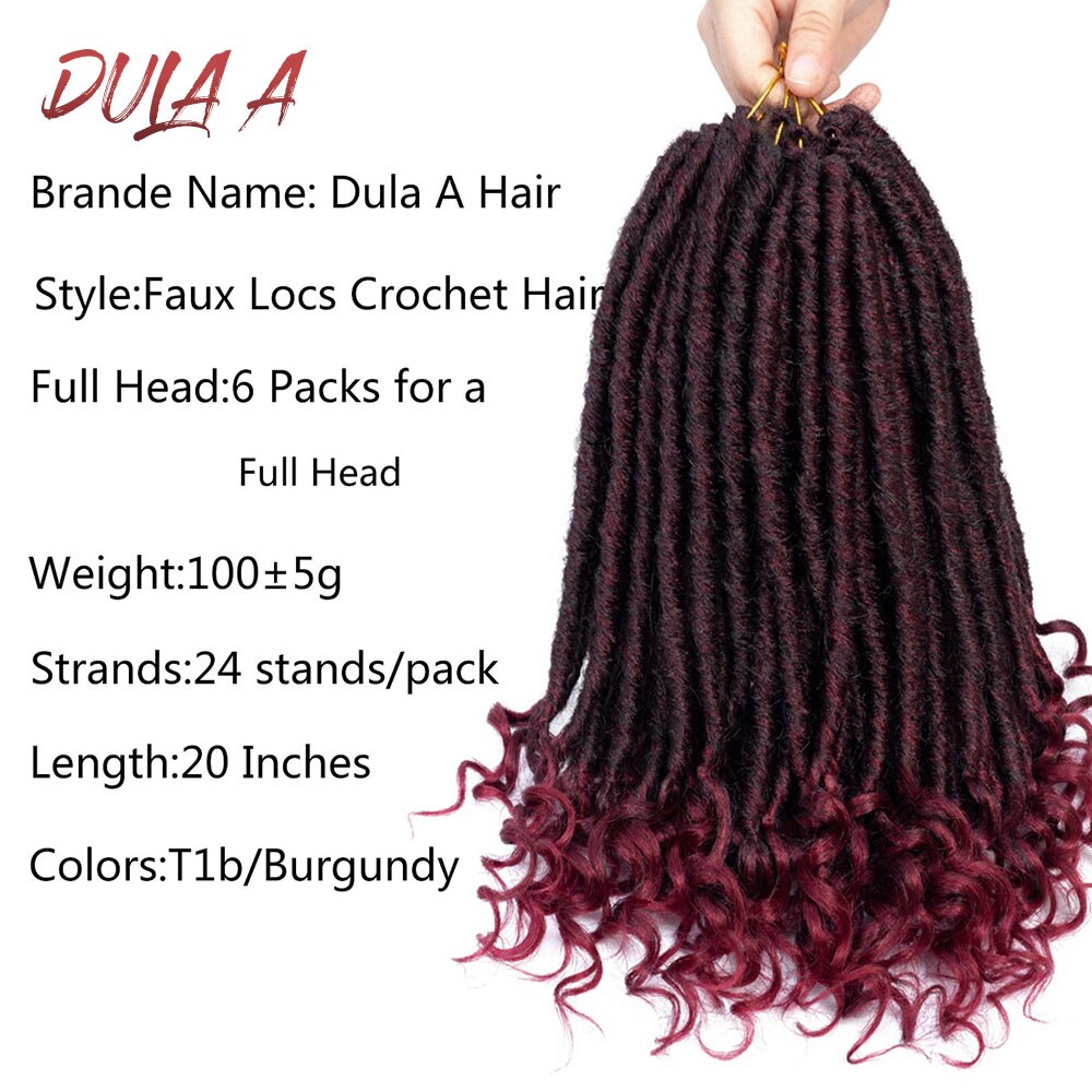 Dula A Bohemian Crochet Braids Faux Locs Curly Crochet Hair 18inch 24 Strands Ombre Braiding Extensions Synthetic Hair