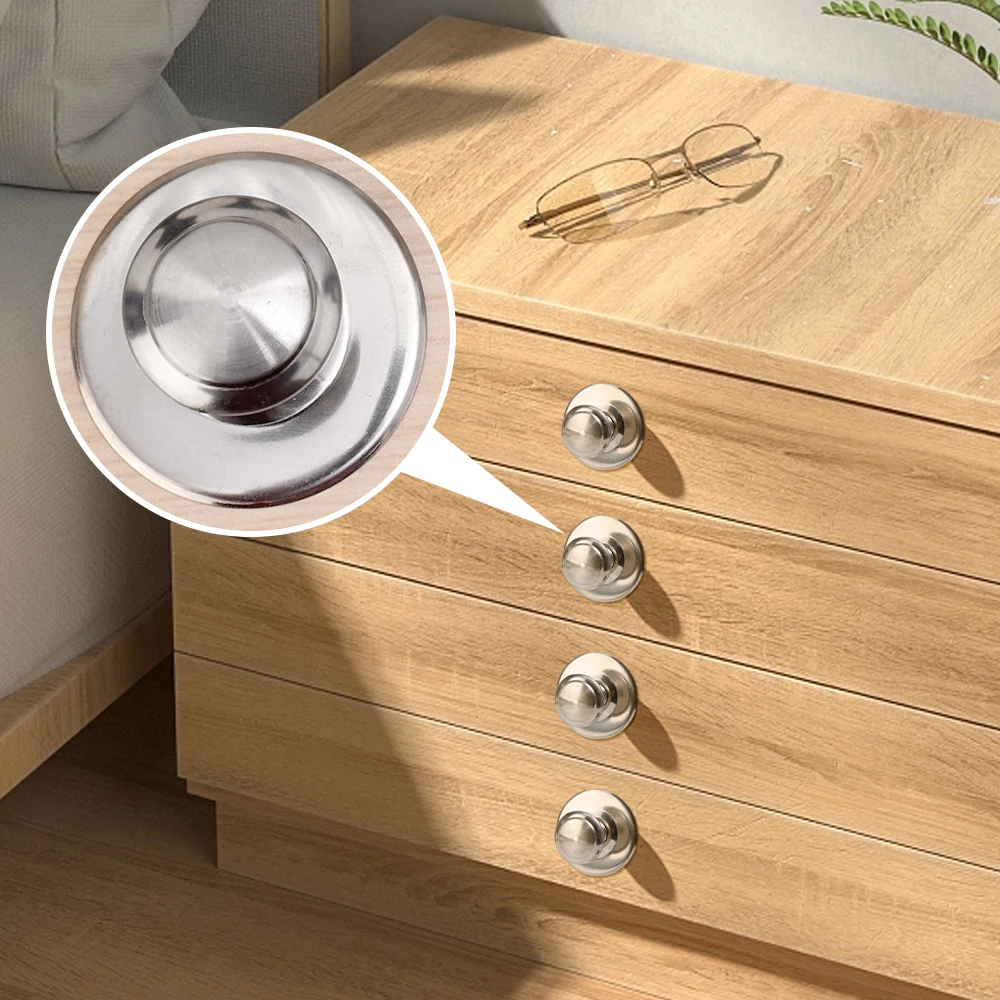 Manija de cajón sin perforaciones, manija redonda autoadhesiva de acero inoxidable, gancho de pared para puerta de ventana de armario de cocina, 1/3 Uds.